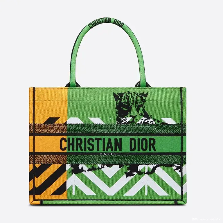 D-Jungle Pop Canvas Dior Tote Book Orange Motif Green 0629 Luxury
